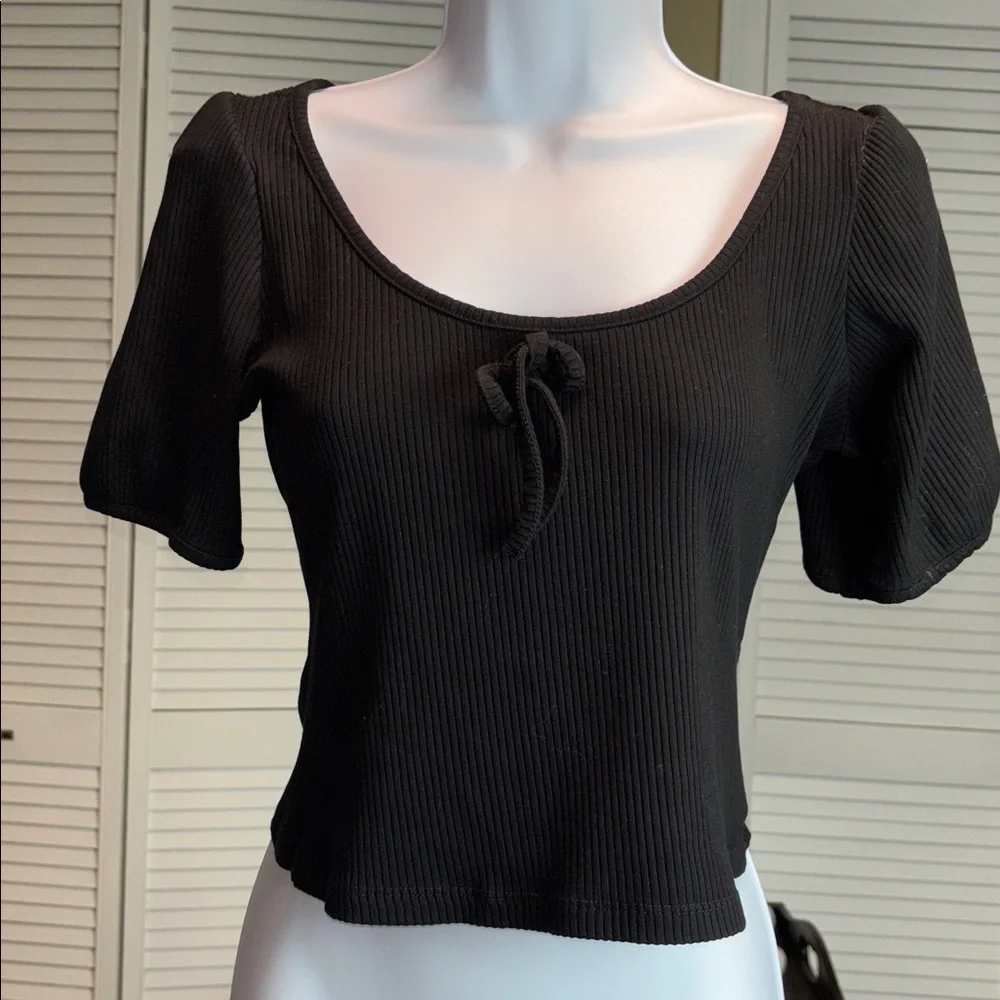 Reformation  Sicily Black Ribbed Top - Picture 2 of 7